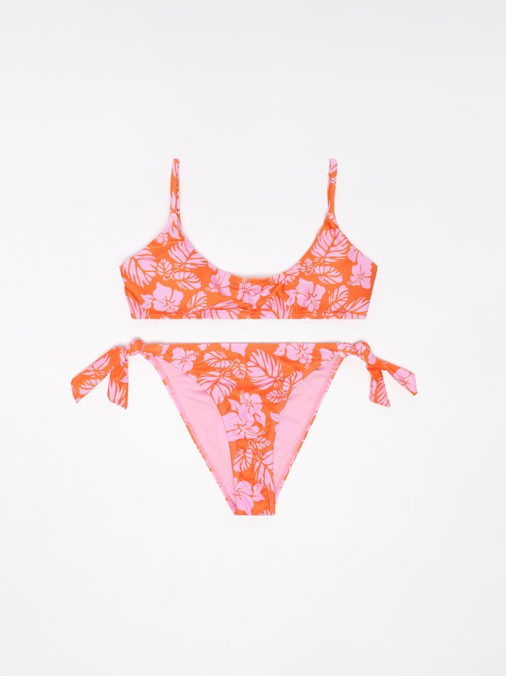 Conjunto de banho franzido de duas peças - Laranja