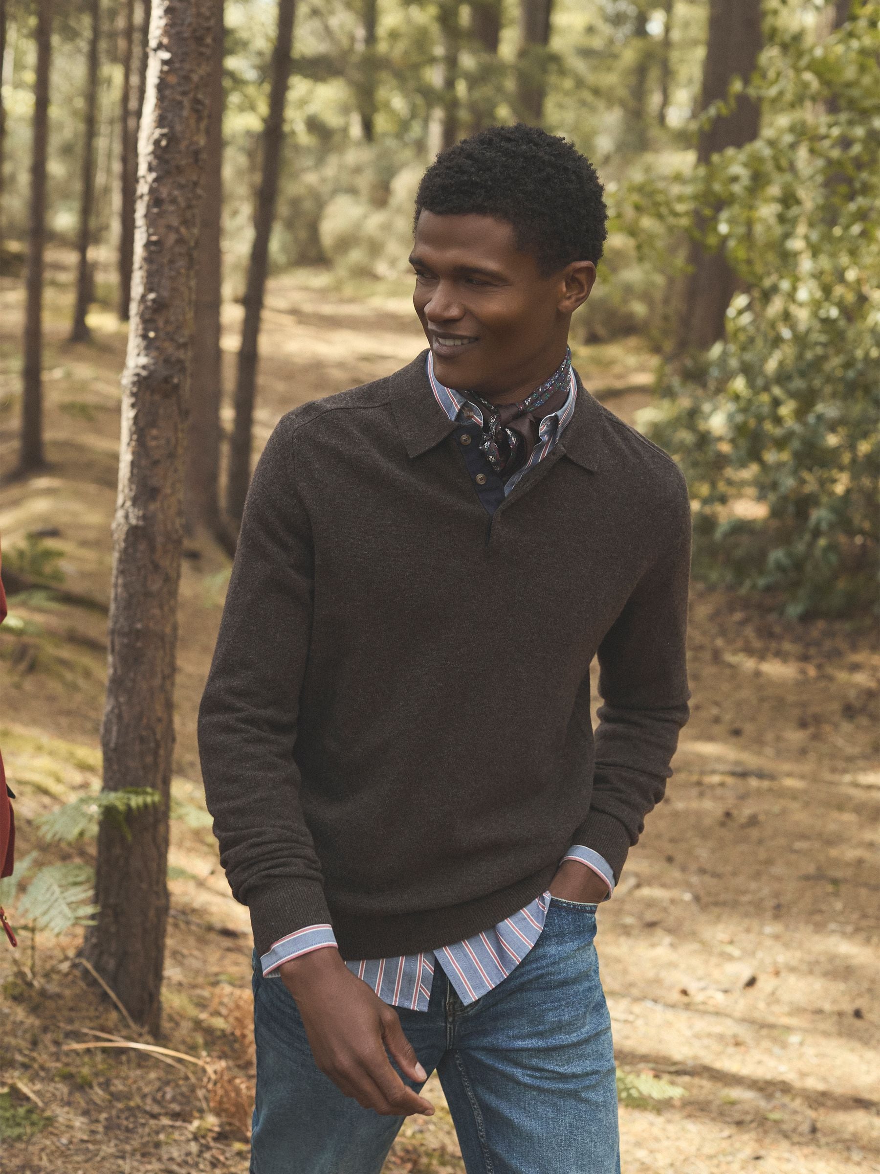 Bruin - Joules Sampson Wool-Rich Long Sleeve Knitted Polo Shirt