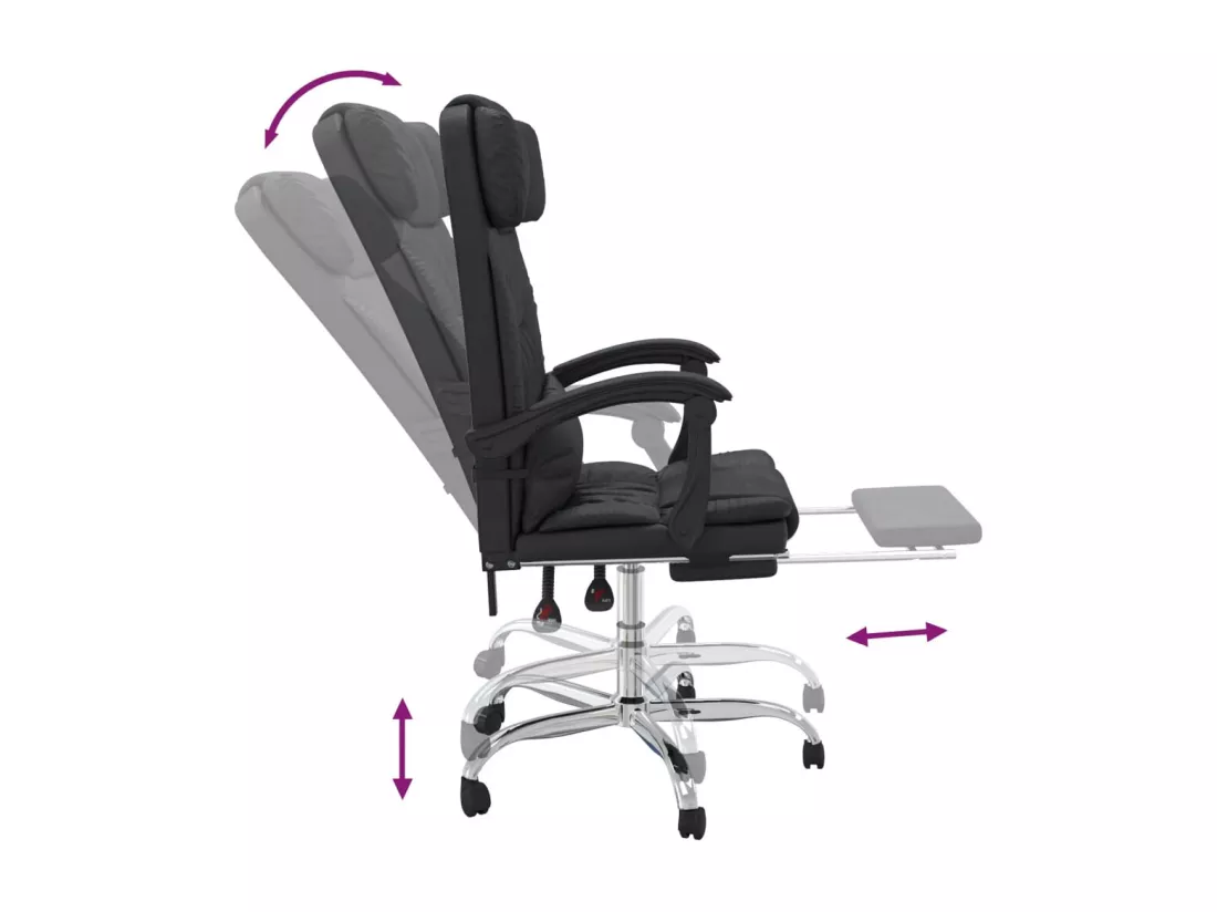 Fauteuil de massage inclinable de bureau Noir Similicuir