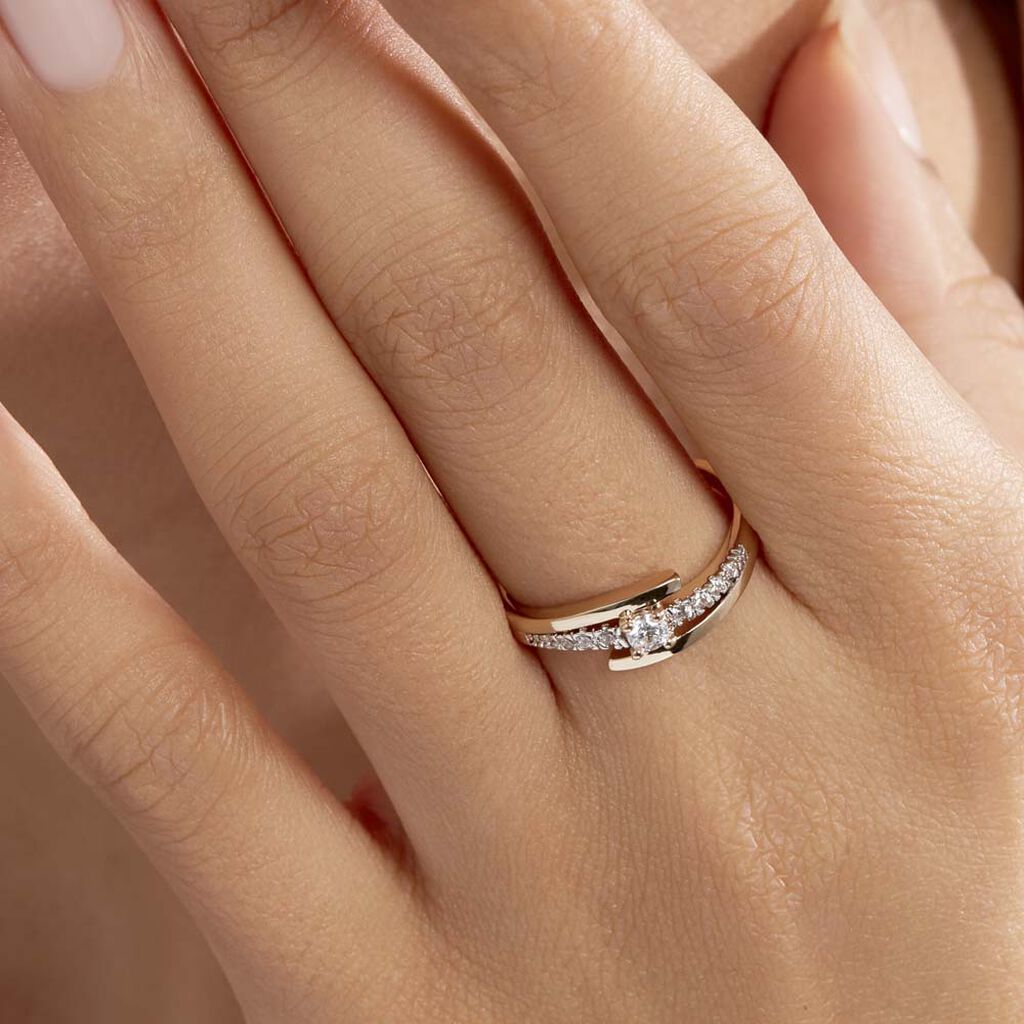 Bague Auberi Plaqué Or Jaune Oxyde De Zirconium