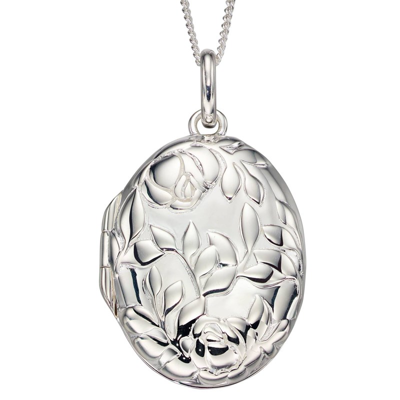 Collier pendentif photo motif fleur en argent 925/1000