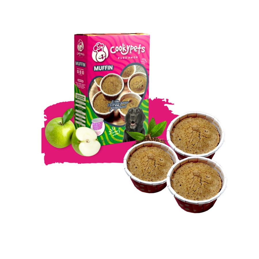 Muffins caseiros de maçã e chá para cães. Muffins para fazer em casa. COOKYPETS