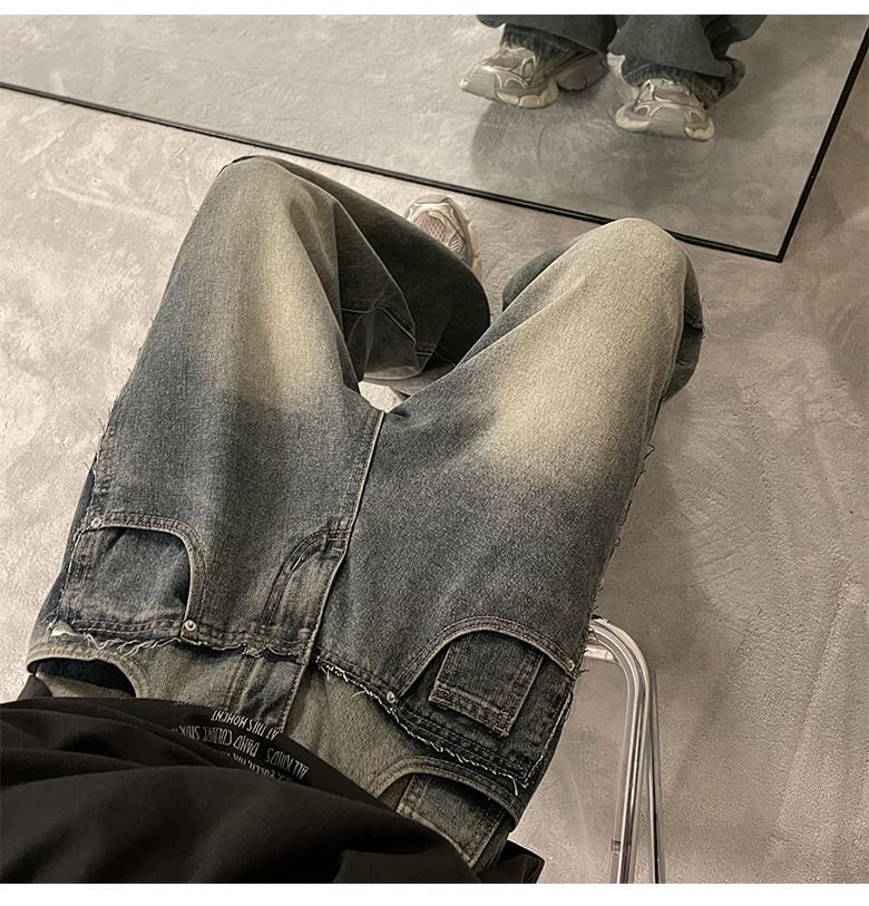 Savenne - Mid Rise Washed Wide Leg Jeans