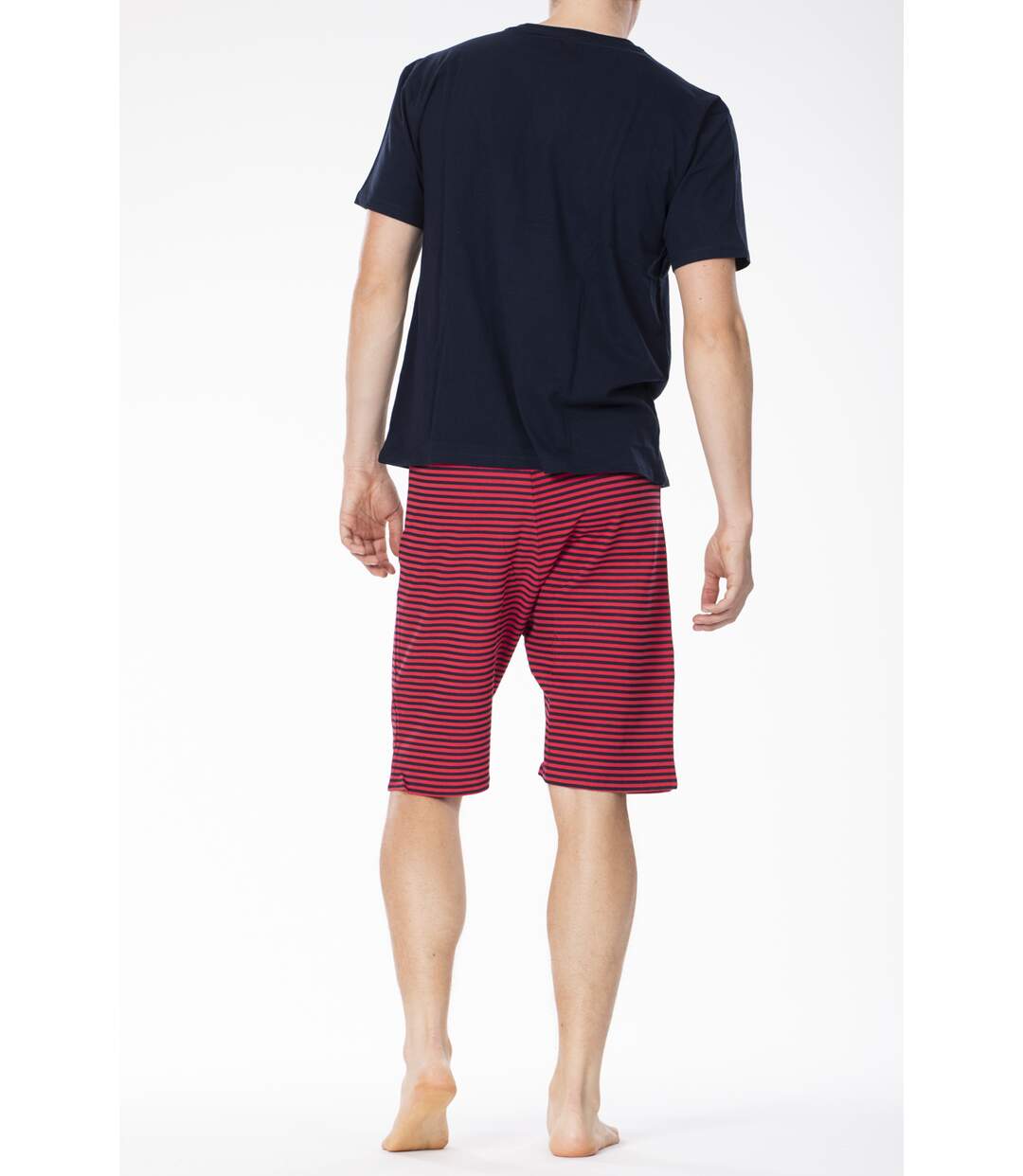 Pyjashort jersey à fines rayures PYJA7 MARINE