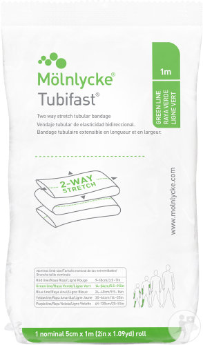 Tubifast Bandage Tubulaire Technologie 2-Way Stretch Verte 5cm x 1m Pièce 1