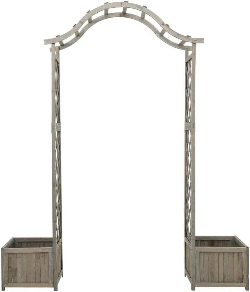 vidaXL Garten-Pergola mit Blumenkasten Grau Massivholz Tanne