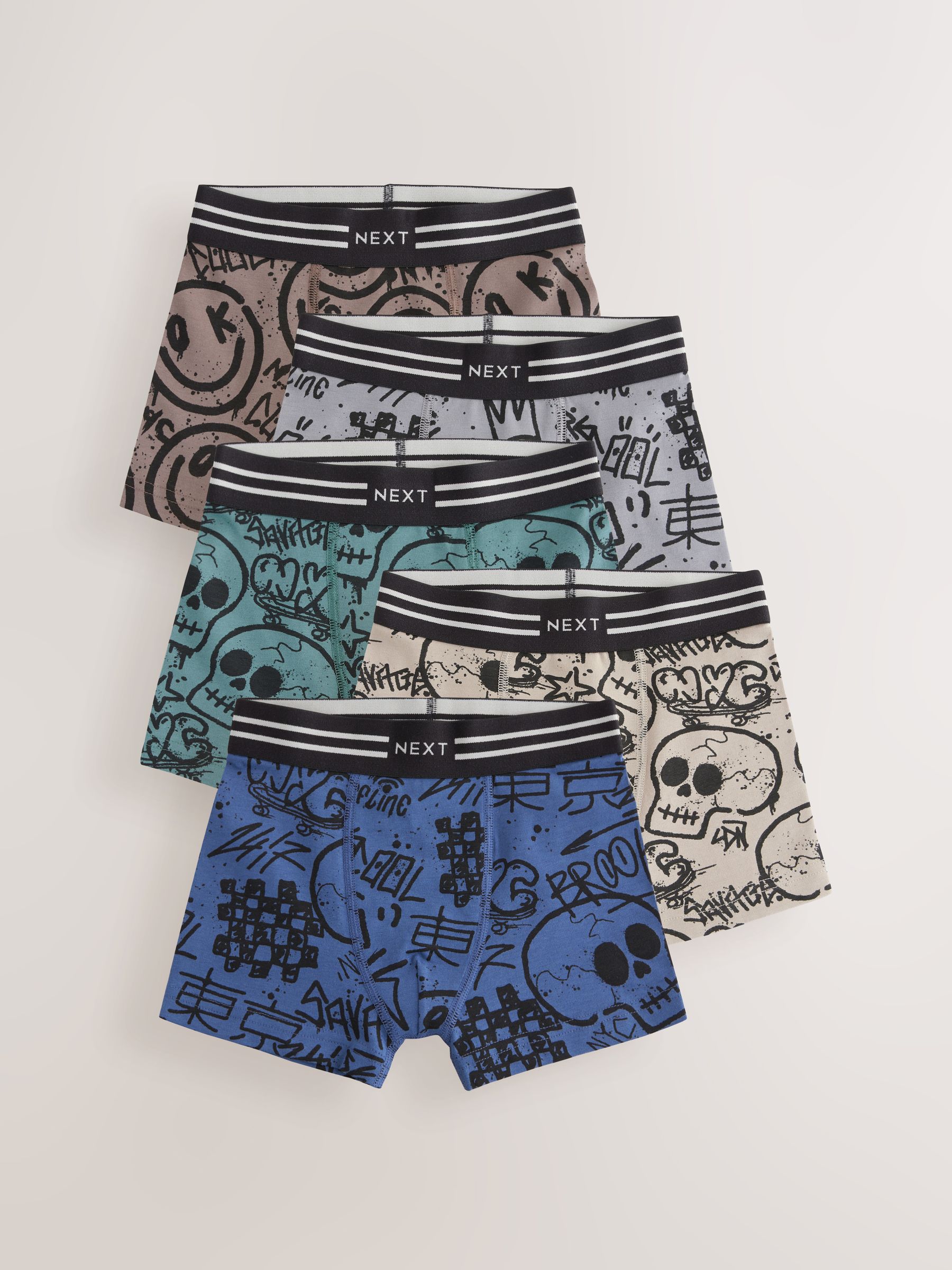 Grafitti doodshoofd print - Verpakking van 5 trunks (3-16jr)