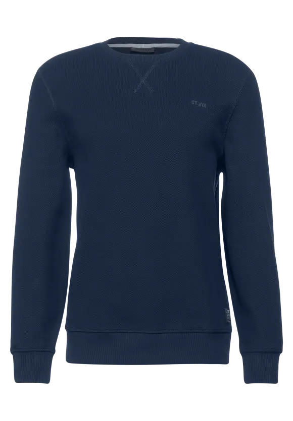 Sweatshirt in Piqué - navy blue