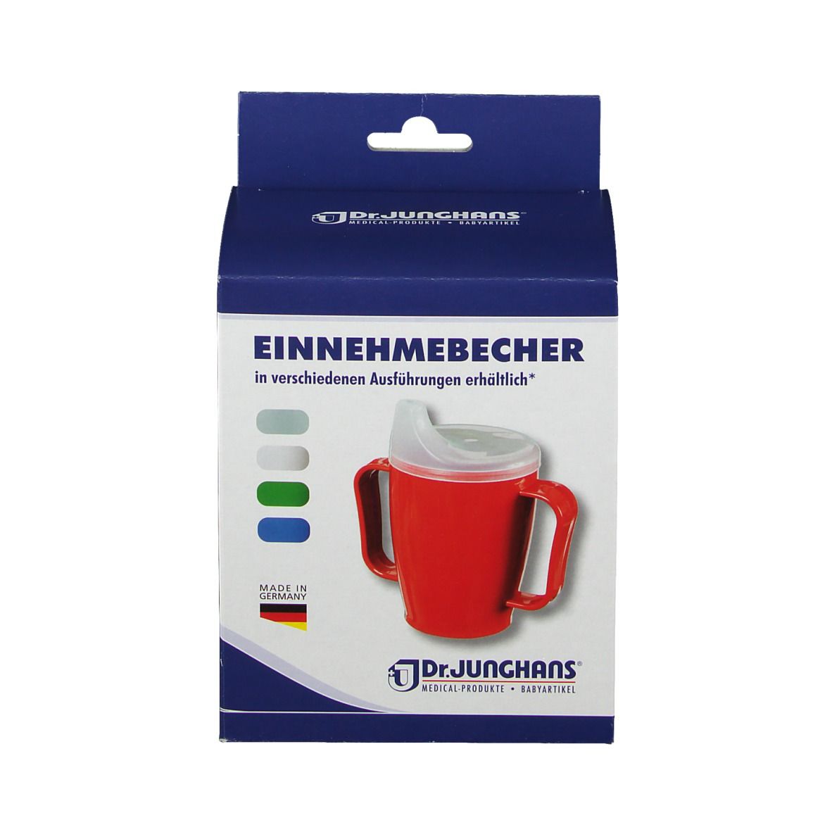 Dr. Junghans® Einnehmebecher mit 2 Griffen und Deckel 12 mm grün