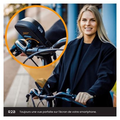 Support et Protection Smartphone Etanche Pour vélo R2B Rotation à 360 Degrés Noir