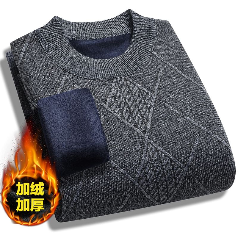FORSETI - Trui met ronde hals en jacquard fleecevoering