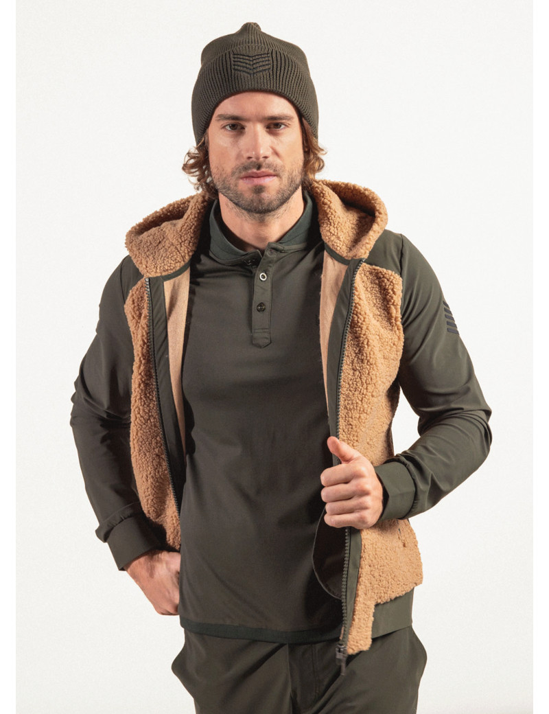 HBT BASICS KEATON HOOD JACKET SHEEP WOOL KAKI