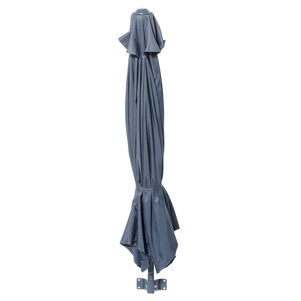 Parasol déporté mural Wallstreet rond gris avec housse Ø250xH140cm