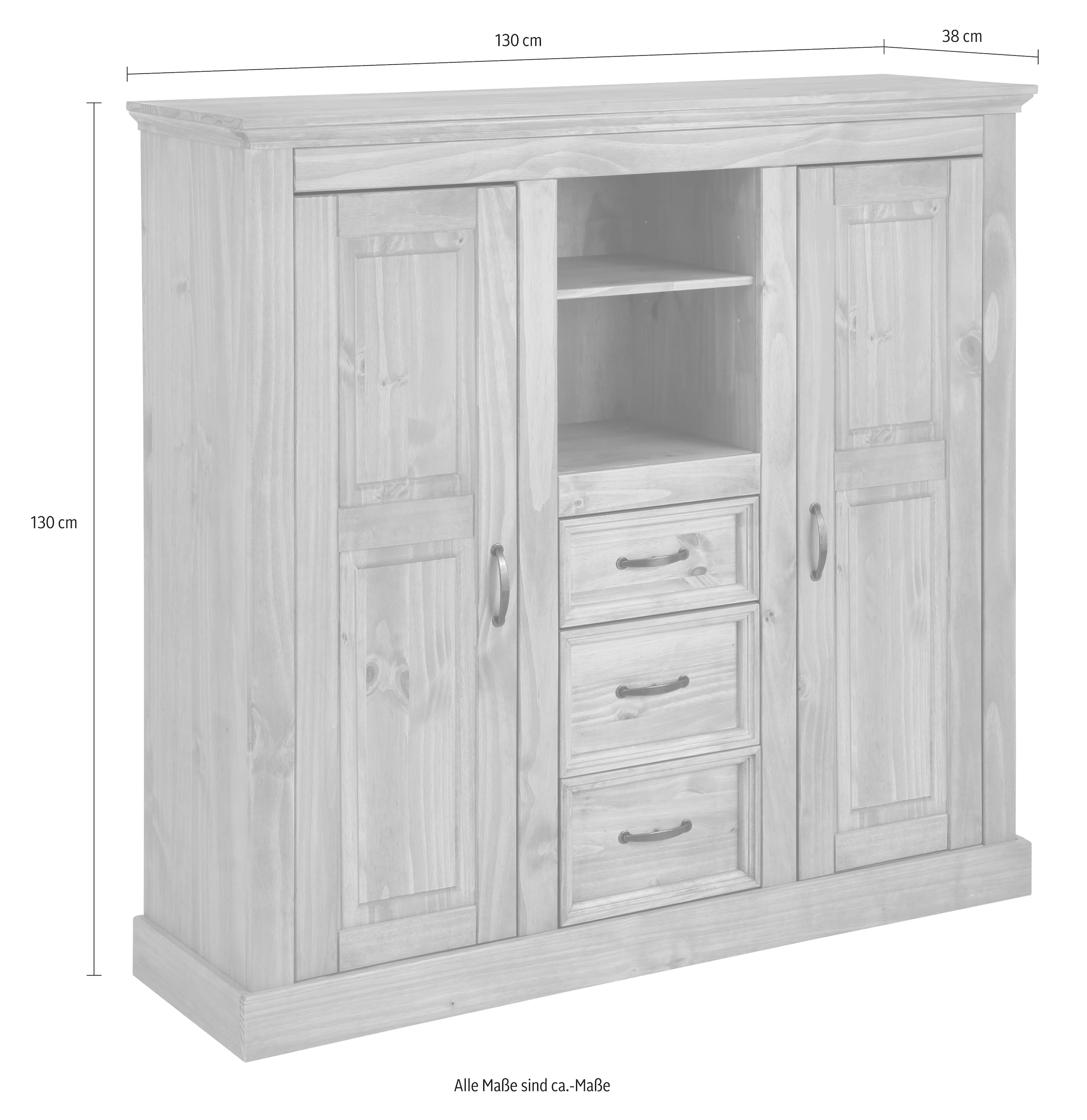Home affaire Highboard »Selma« Stauraumschrank, Breite 130 cm