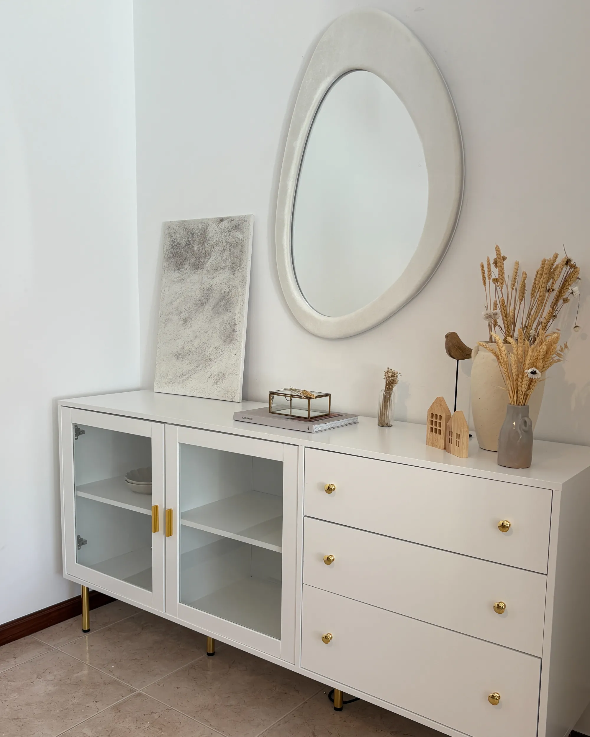 Dressoir met glazen deuren MILORA 160 cm Wit