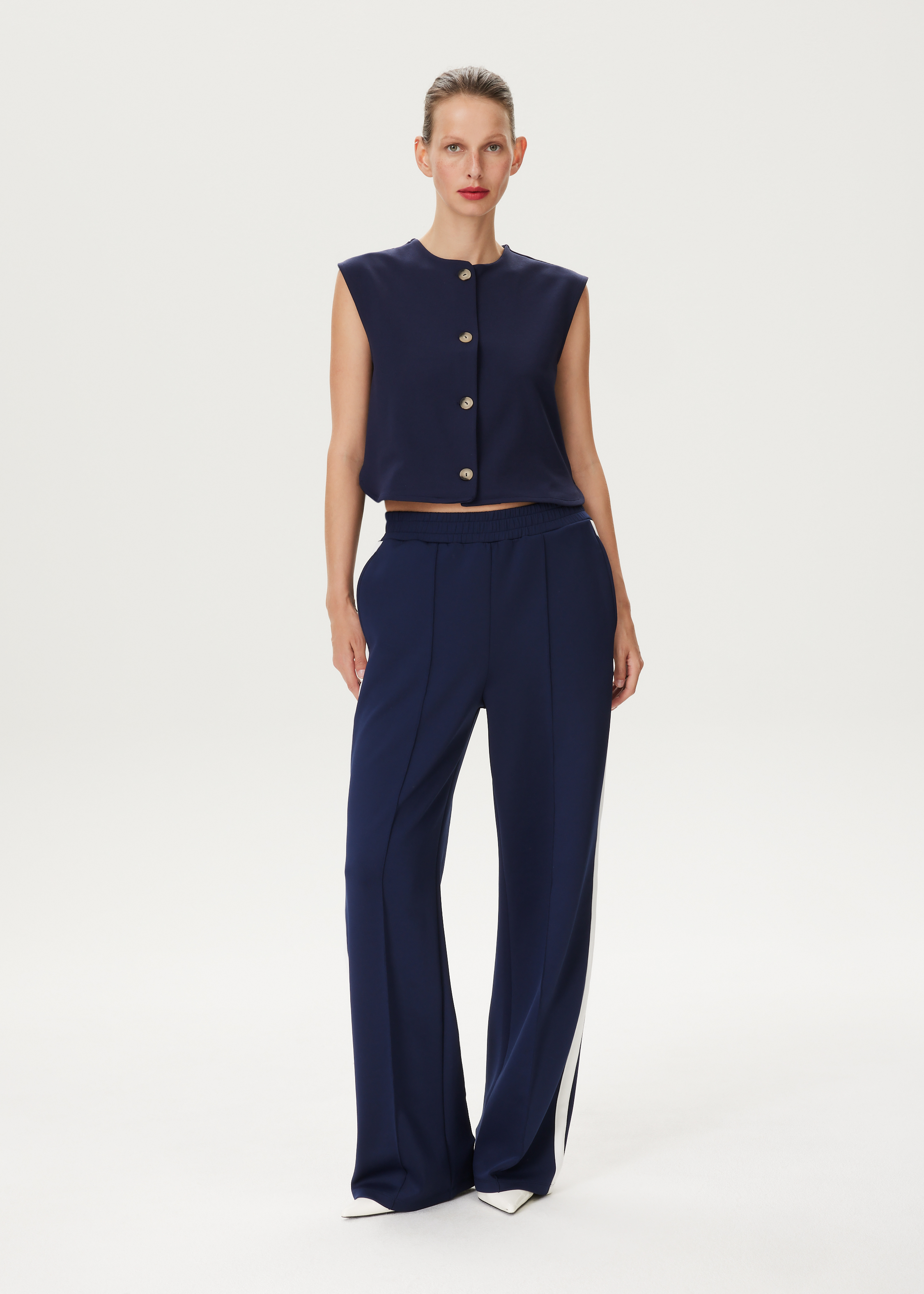 Wijde broek met streepdetail