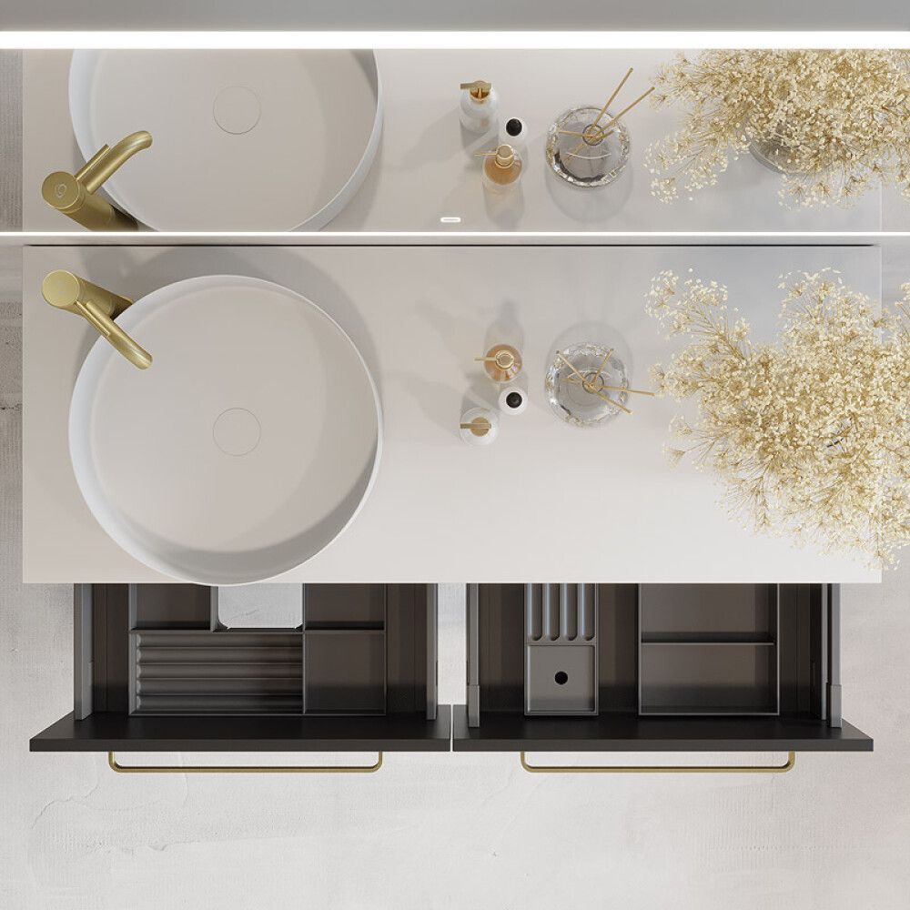 BADEROMSMØBEL CAMARGUE IQ+ SLETT FRONT SVART MATT 120CM