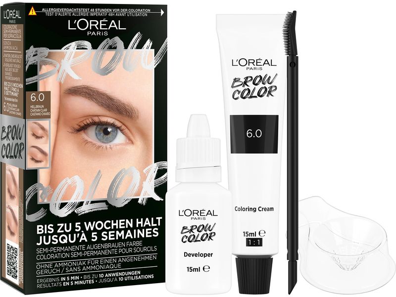 L'Oréal Paris Augenbrauenfarbe Brow Color 6.0 Hellbraun Augenbrauenfarbe, die bis zu 5 Wochen hält