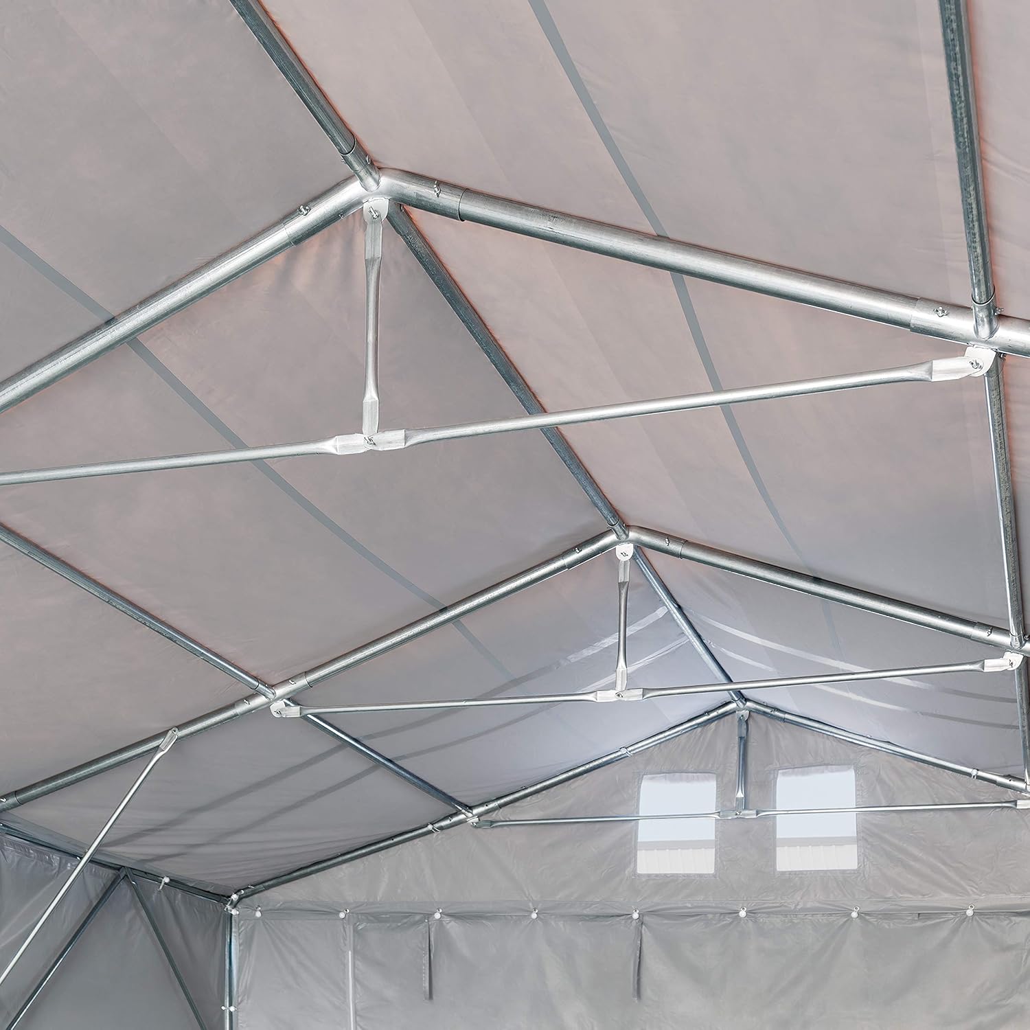 TOOLPORT Lagerzelt Industriezelt 8x12 m Zelthalle mit 3m Seitenhöhe PVC Plane 850 N grau wasserdicht Ganzjahreszelt mit Hochziehtor