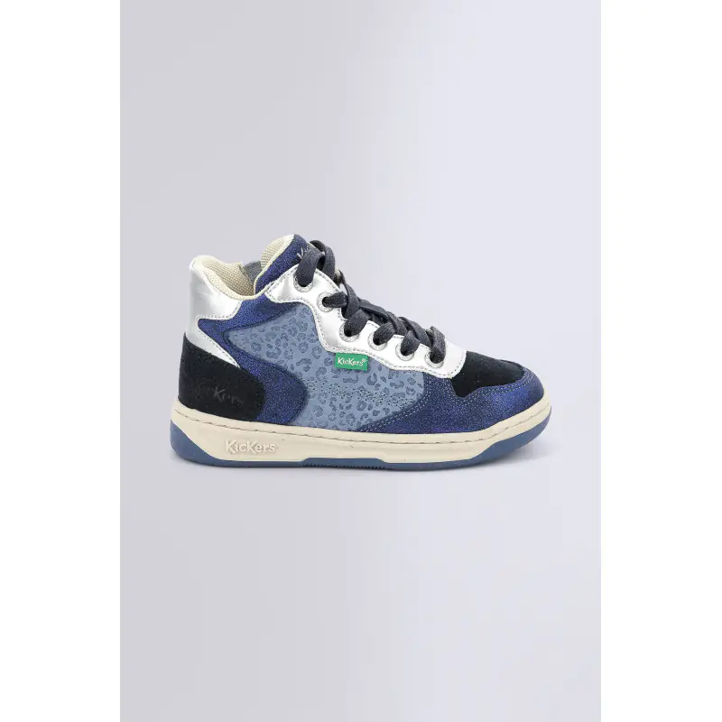 KICKLAX MARINE BLEU LEOPARD SNEAKERS HAUTES Cuir Fille