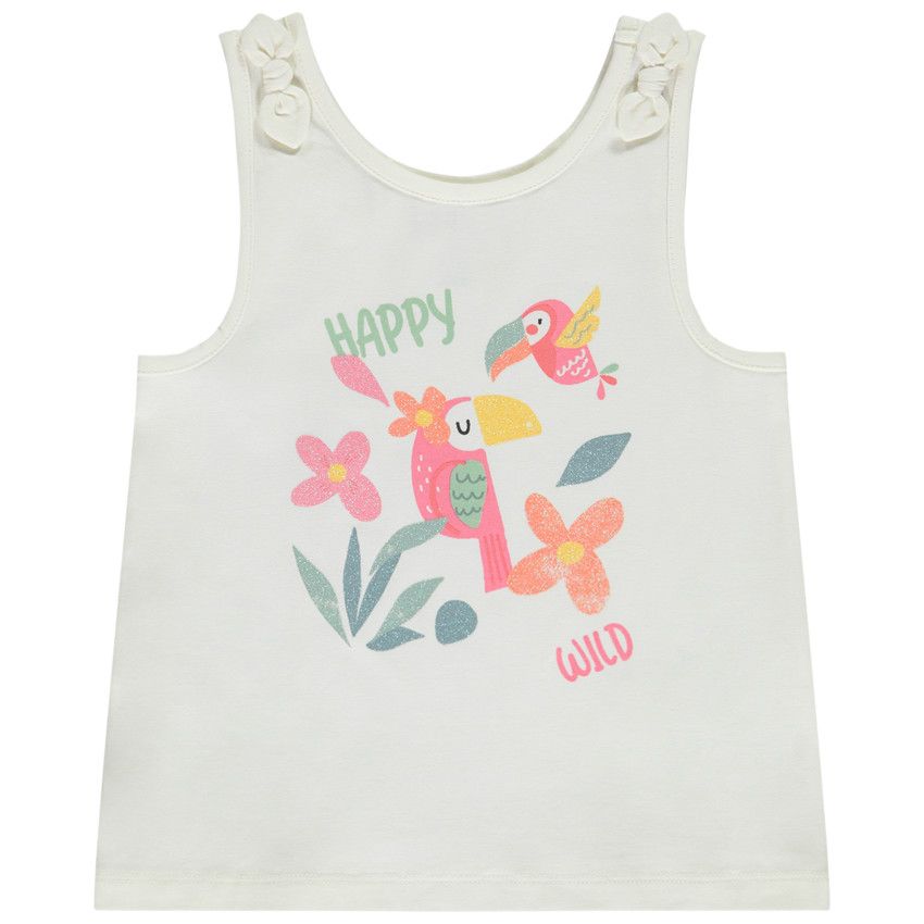 Débardeur à nœuds print fantaisie pour bébé fille - Ecru