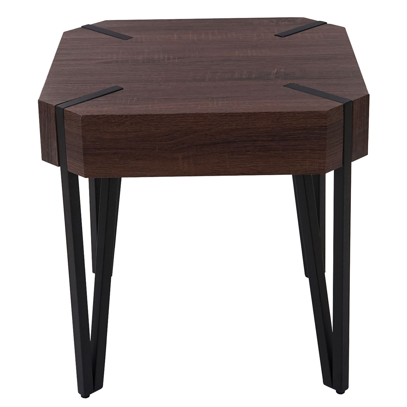 Couchtisch Genk H574, Beistelltisch, 52x50x50cm, MVG-zertifiziert ~ Braune Eiche, dunkle Metall-Füße