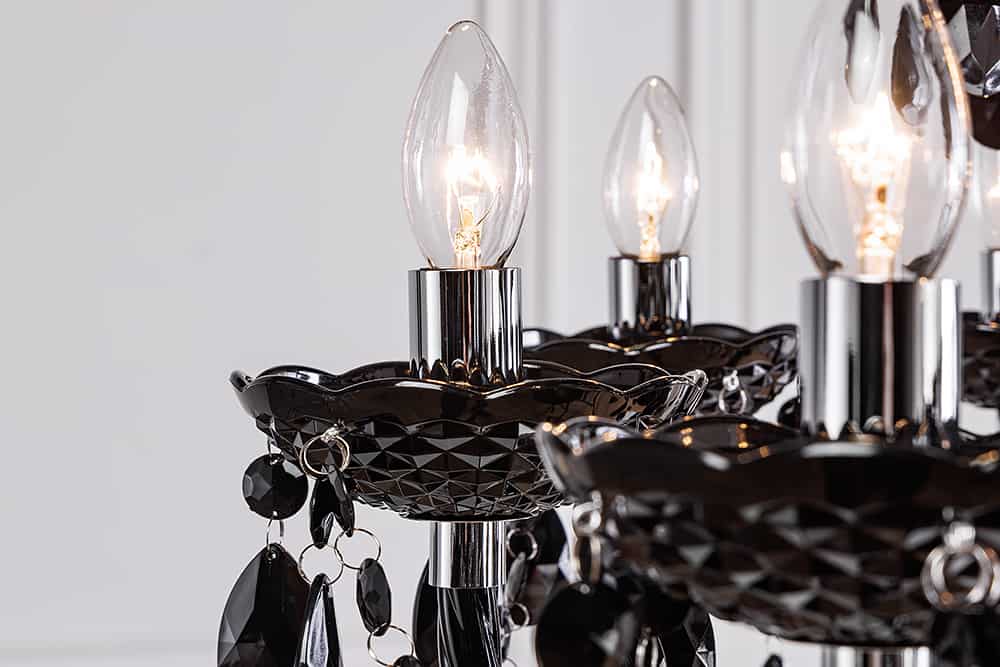Design Kronleuchter BLACK CRYSTAL XL 80cm schwarz Acryl 15-armig Lüster