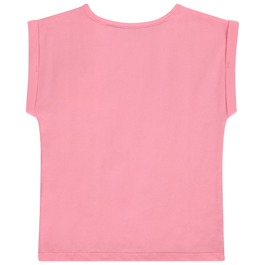 T-shirt manches courtes avec poche fantaisie en crochet pour fille - Multicolore