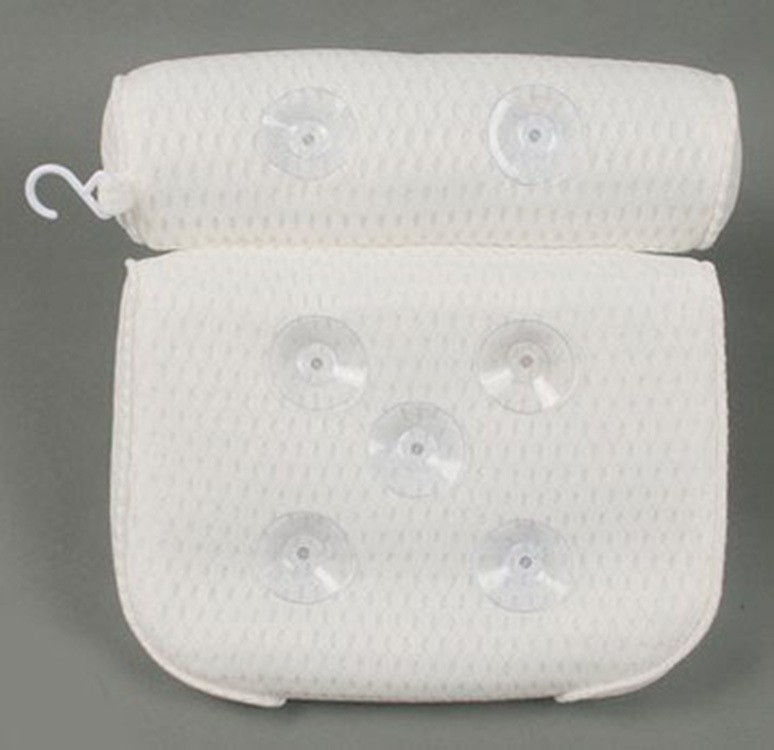(33x35x7cm) Badewannen Kissen Nackenkissen AirMesh-Technologie mit 7 Saugnäpfen - Weiss