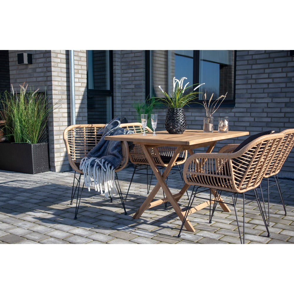 Oline tuintafel, 80 x 120 cm, massief teakhout. 80 x 120 x 75 cm