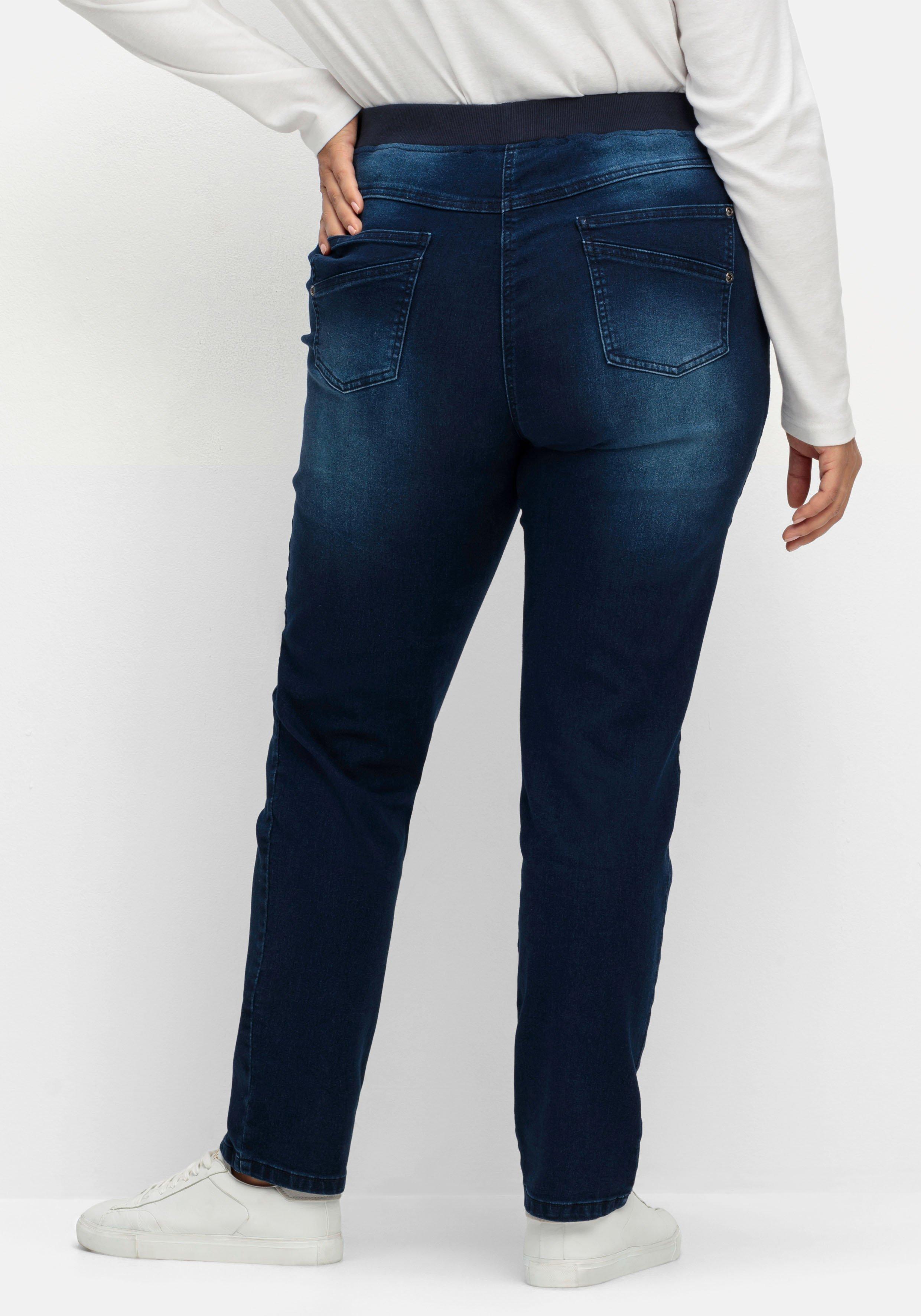 Schmale Jeans mit Rippstrick-Dehnbund