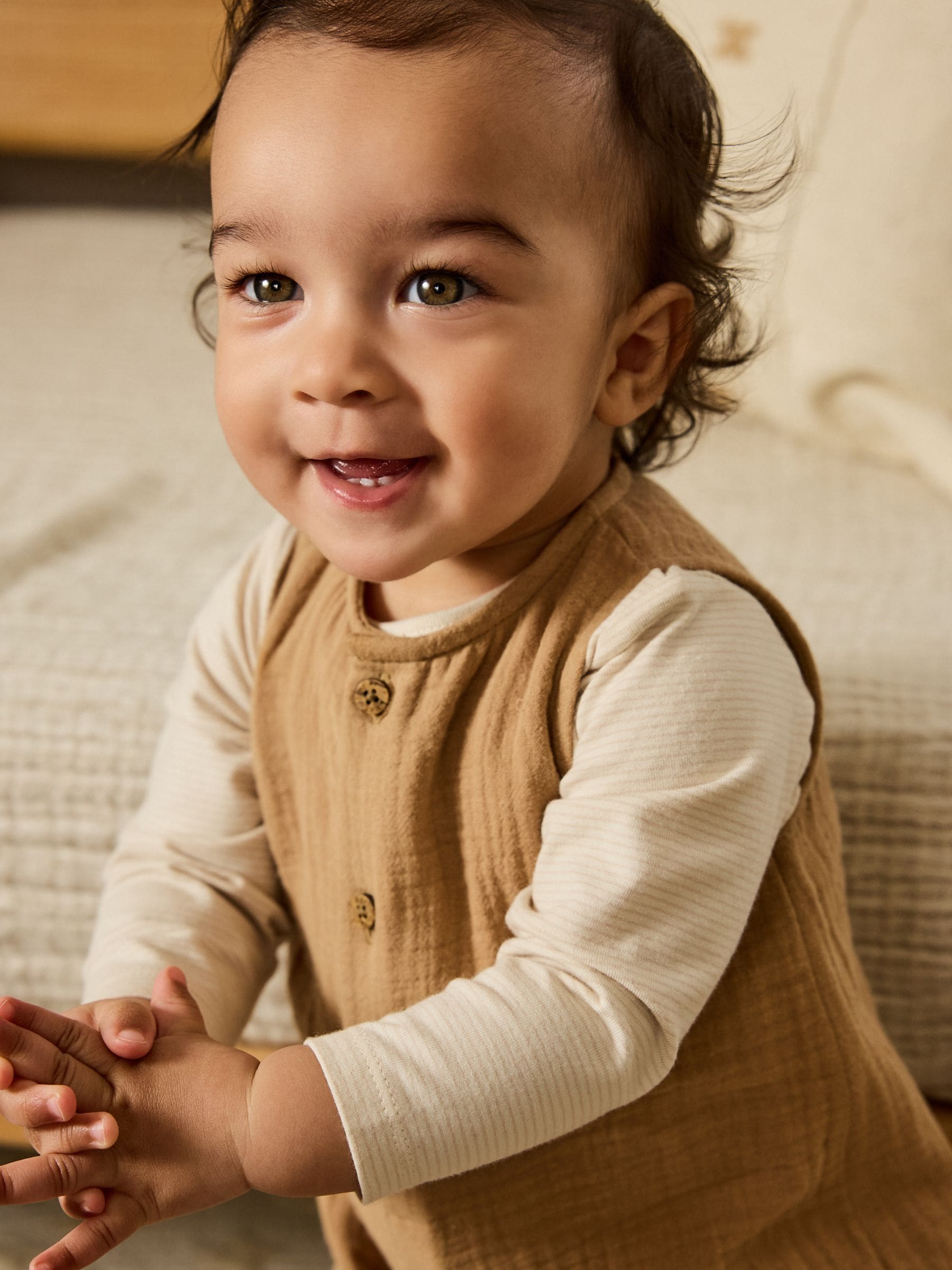Bruin - Babyset van tuinbroek en rompertje (0 mnd-2 jr)