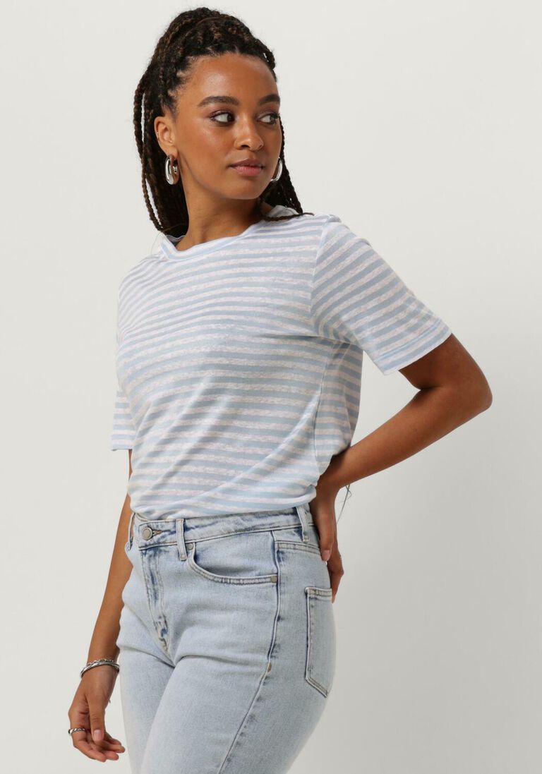 MY ESSENTIAL WARDROBE lichtblauwe my essential wardrobe t-shirt lisamw striped tee
