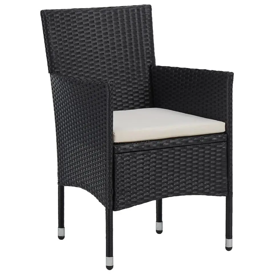 vidaXL - Tuinset - Zwart - Poly rattan en glas - 3 stuks