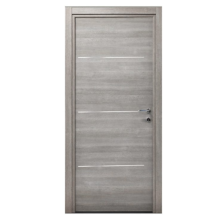 Bloc-porte Triaconta gris clair H.204 x l.73 cm, poussant gauche
