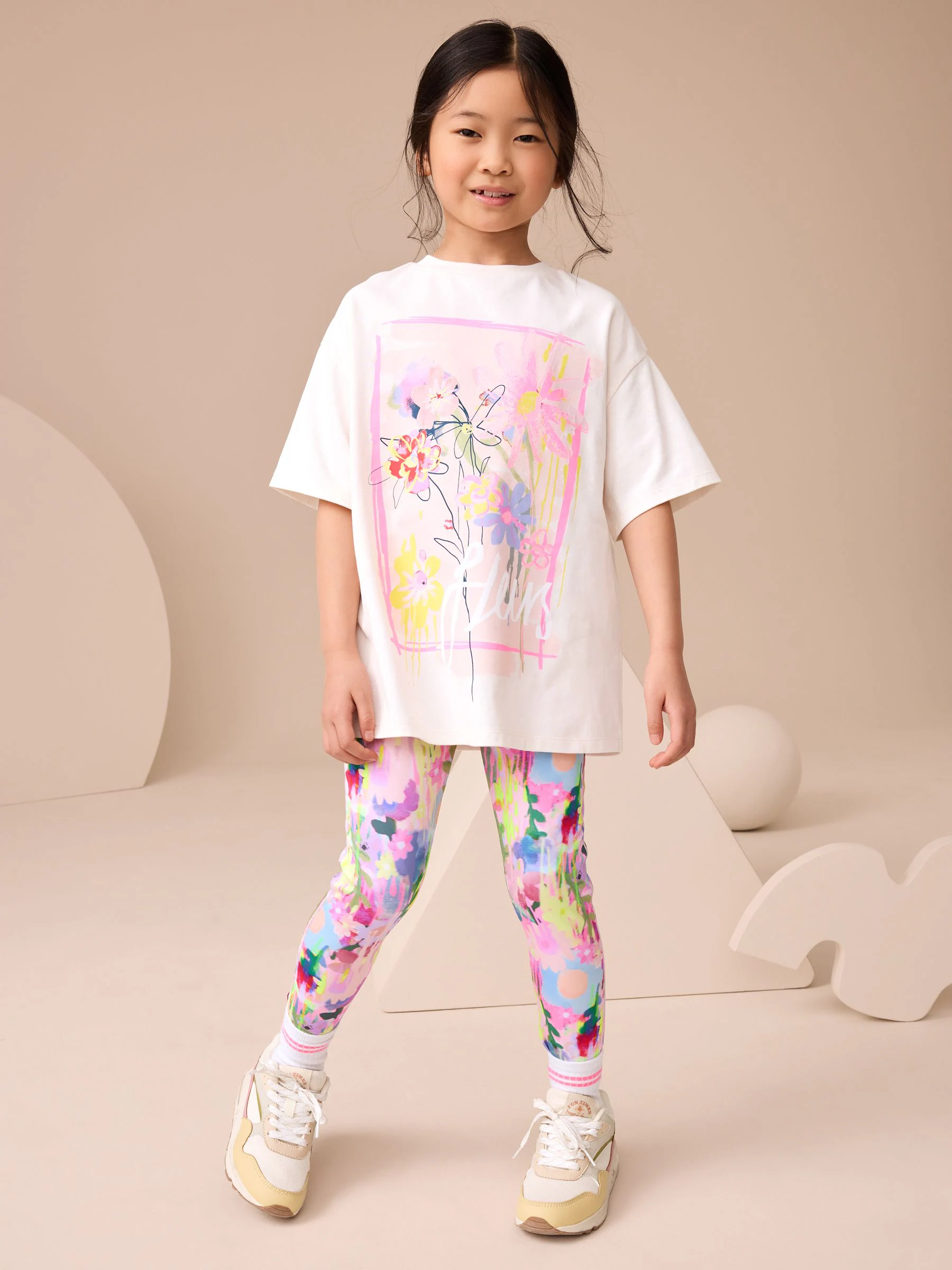 Bloemenpailletten - Set van T-shirt en legging (3-16 jr)