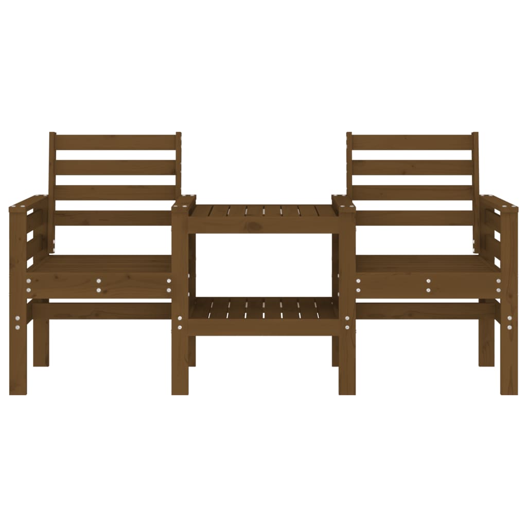 Banc de jardin avec table 2 places brun miel bois massif de pin