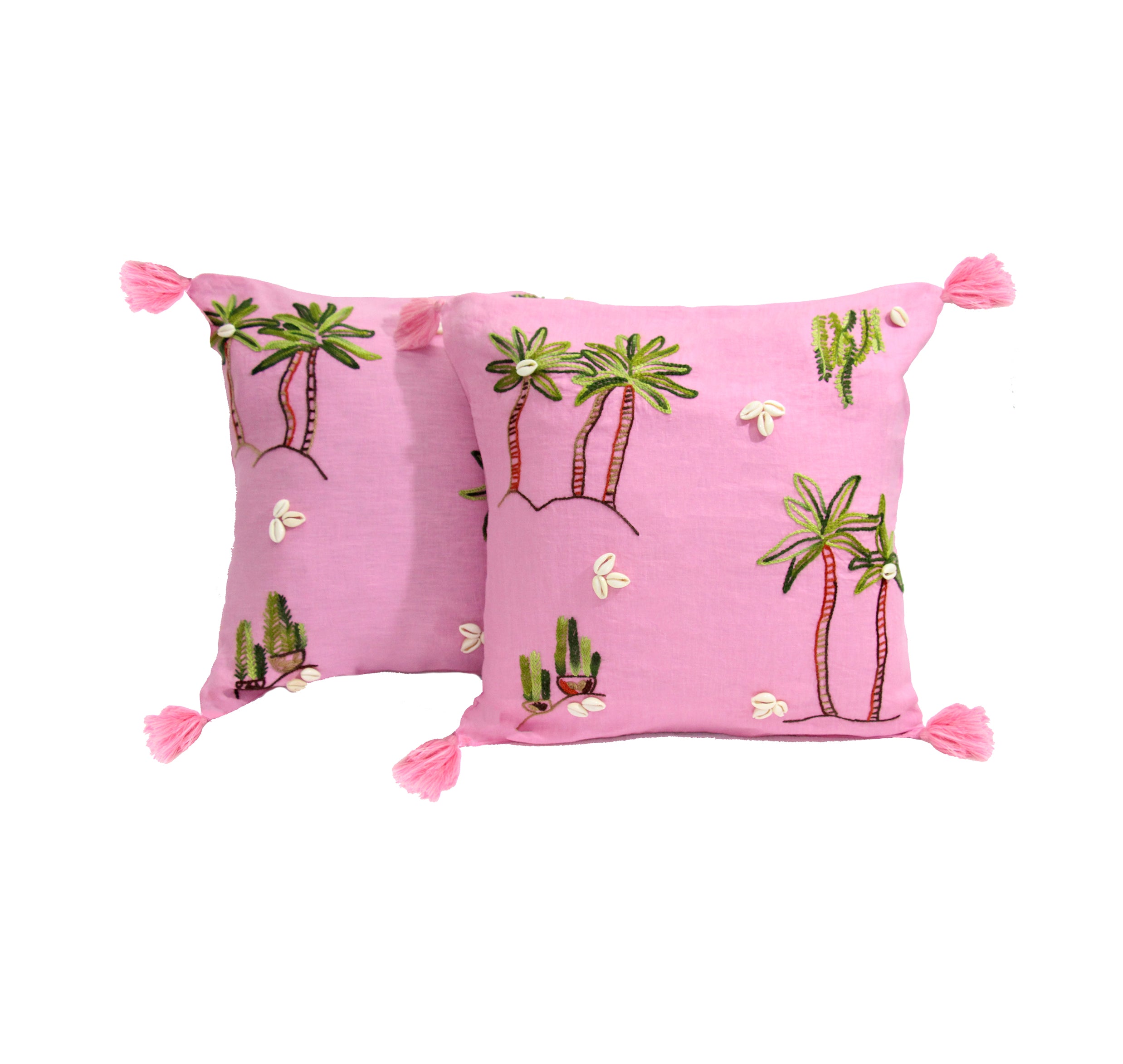 Doublure de coussin en lin brodée à la main (lot de 2 unités)