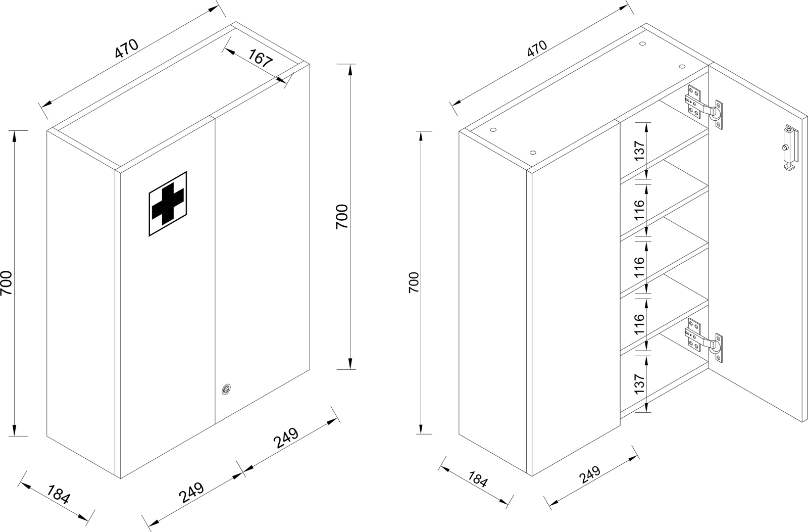 Medizinschrank MEDASA - weiß - 29 cm breit