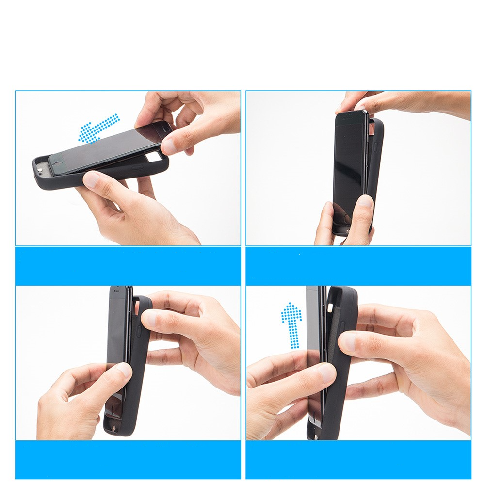 iPhone 11 Backpack Akku Case Schutzhülle Oxford Material (6800mAh) - Schwarz / Grau