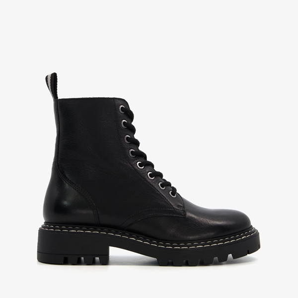 Harper leren dames veterboots zwart