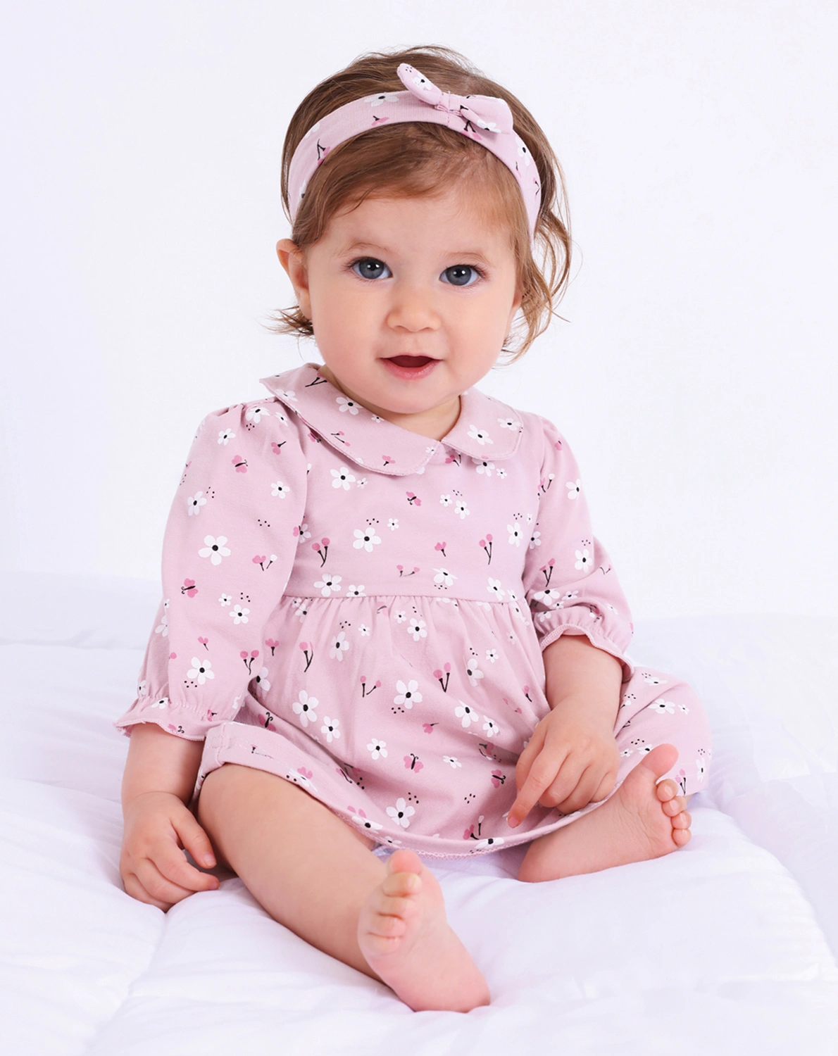 Langarmkleid BABY BLOSSOM mit Haarband in rosa