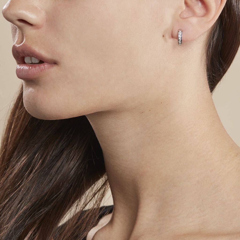 Créoles Tuna Rondes Argent Blanc Oxyde De Zirconium
