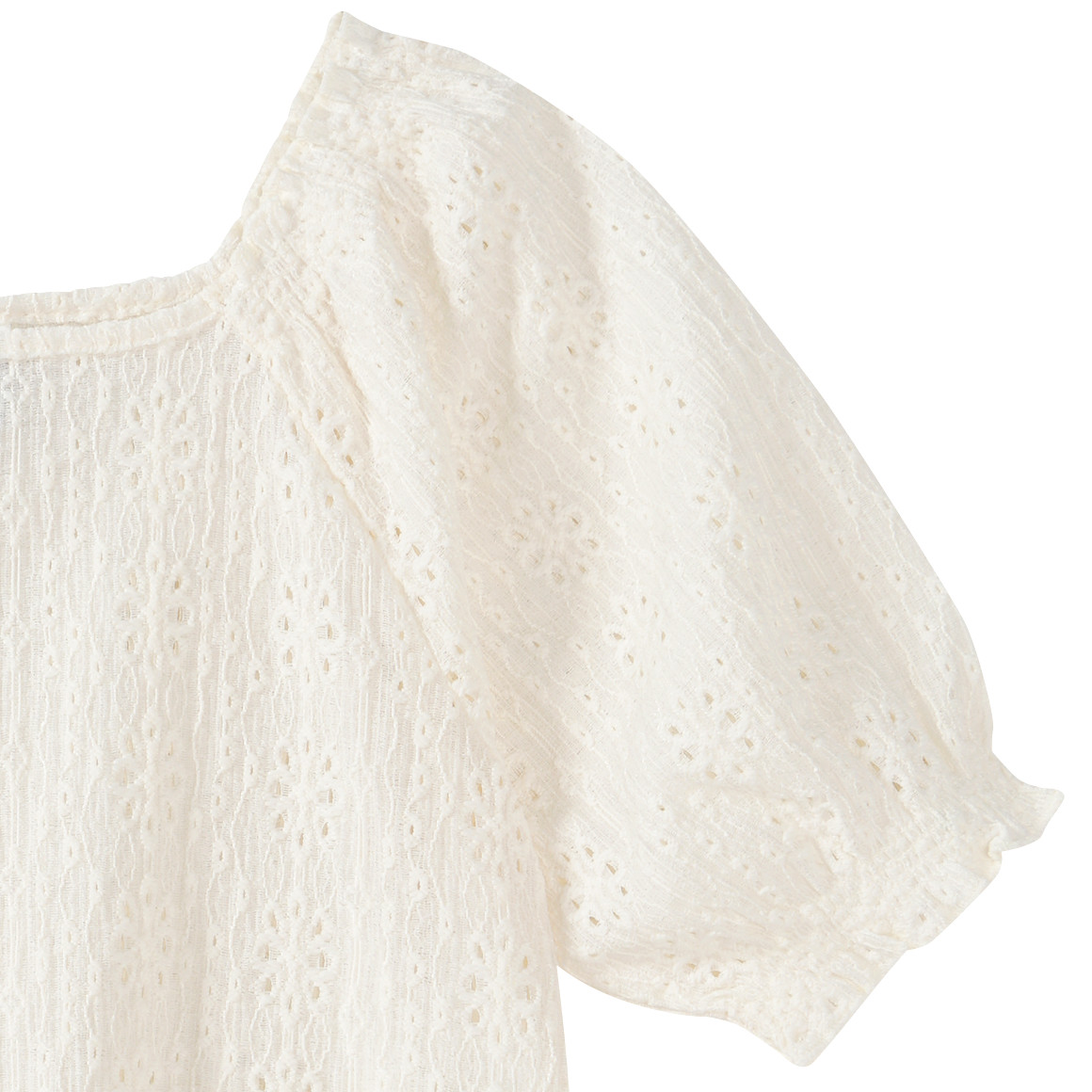 Yigga Mädchen Blusenshirt mit Lochstickerei hellbeige