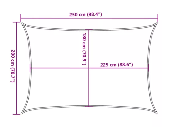 Voile d'ombrage 160 g/m² rectangulaire jaune 2x2,5 m PEHD