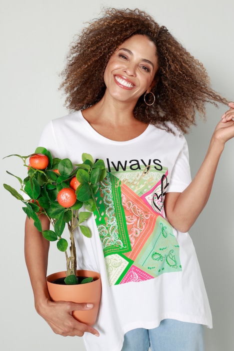 T-Shirt, Tücherdruck, Zipfelsaum