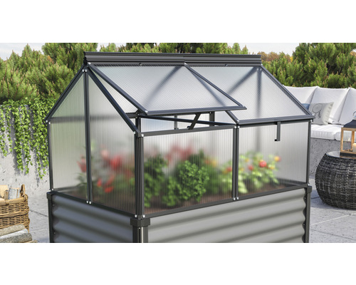 Kweekbak, kweekbakuitbreiding Gaia, dubbelwandige polycarbonaatplaten 4 mm, 119,3 x 83,1 x 71,9 cm, zwart
