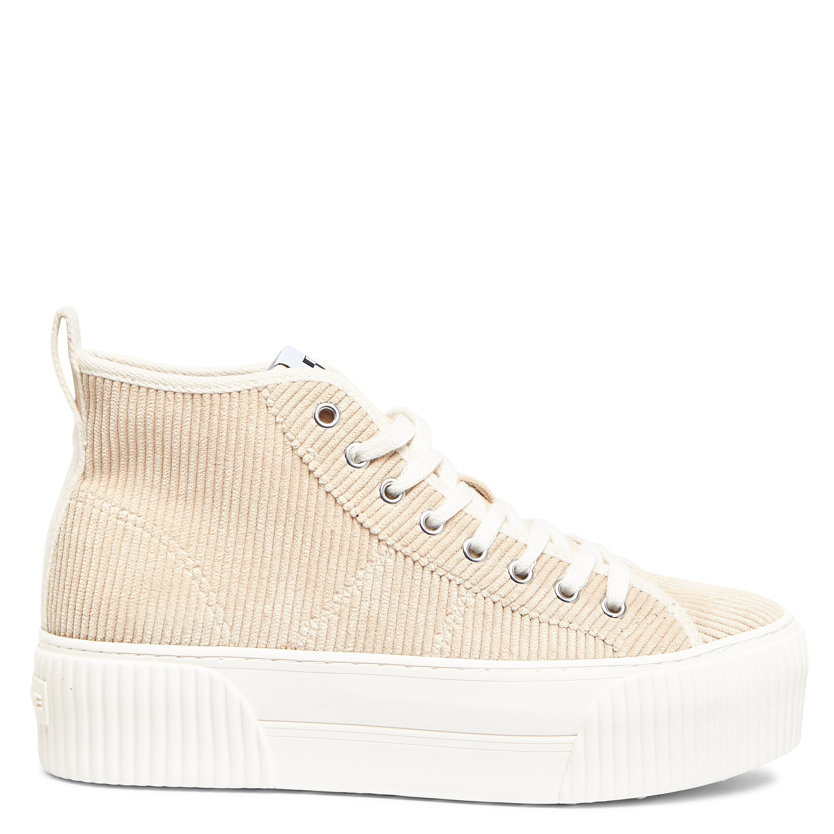 IRON MID - Baskets montantes aspect velours côtelé | Beige