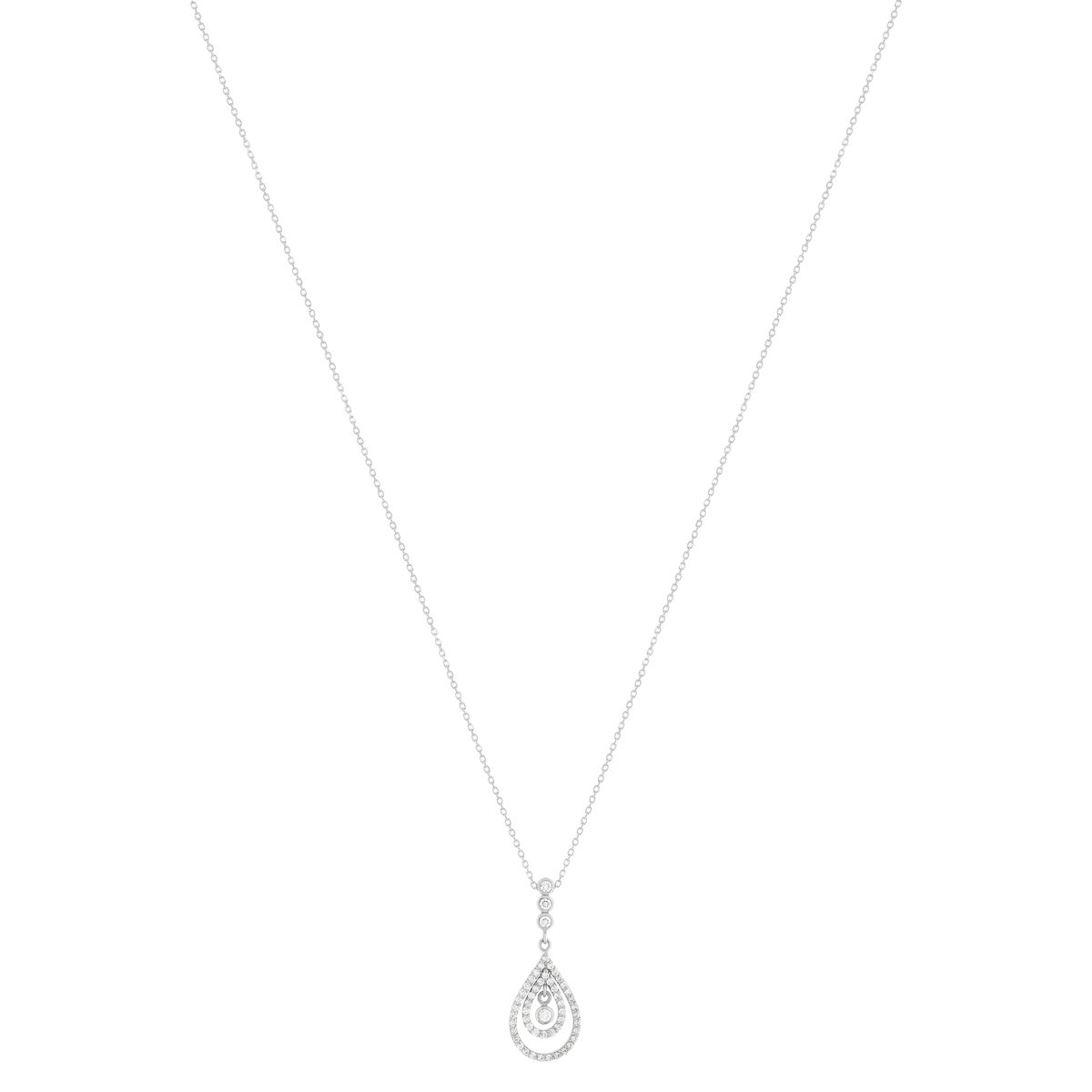 Collier or 375 blanc zirconias 44,5 cm