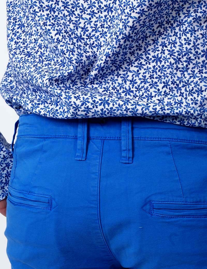 RECYCLED ART WORLD SHORT CHINO STRETCH BLEU ROYAL